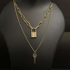 Gold Lock & Key Layered Necklace