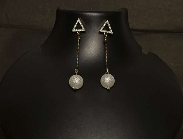 Triangle Drop Earrings – Elegant Gold Edition - Image 3