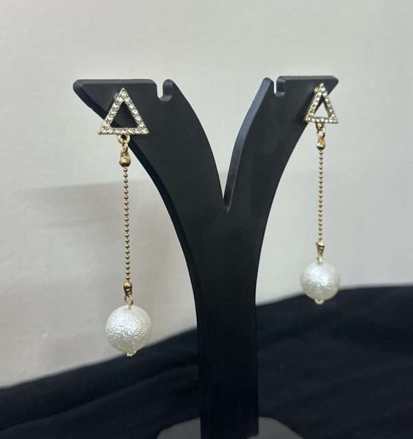 Triangle Drop Earrings – Elegant Gold Edition - Image 4