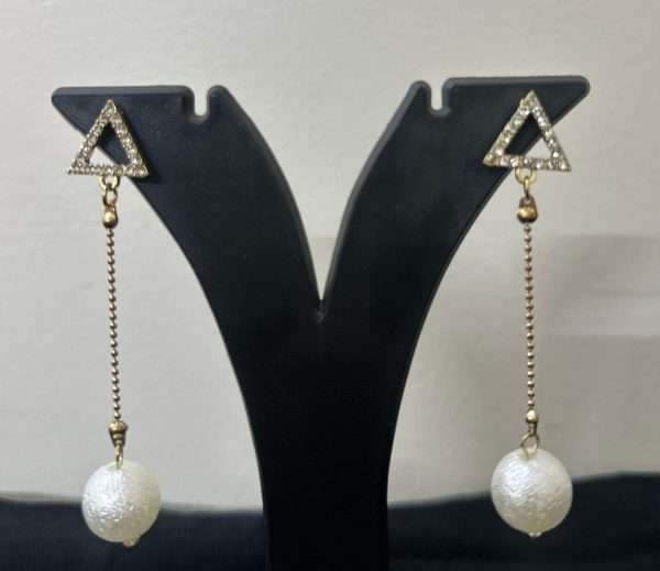Triangle Drop Earrings – Elegant Gold Edition - Image 2