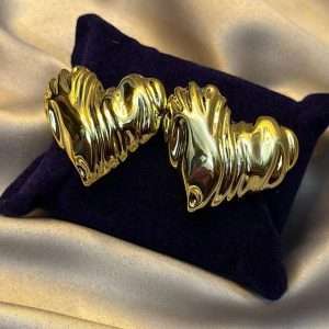 Gold Sculpted Heart Earrings