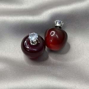 Cherry Drop Gem Earrings – Glossy Red Finish
