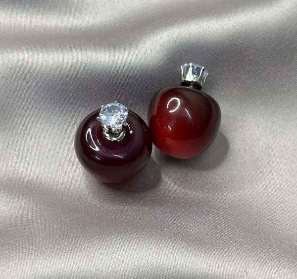 Cherry Drop Gem Earrings – Glossy Red Finish