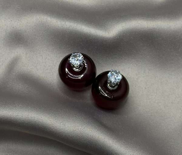 Cherry Drop Gem Earrings – Glossy Red Finish - Image 4