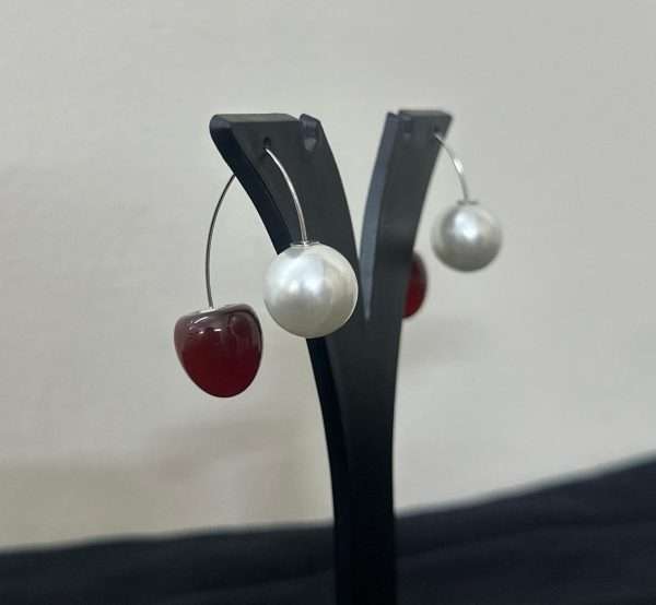 Cherry Pearl Dangle Earrings - Image 2