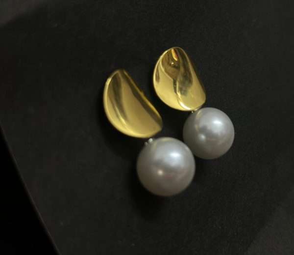 Golden Luxe Pearl Drop Earrings - Image 2