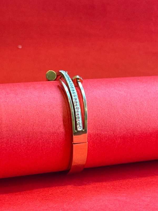 Elegant Dual-Tone Cuff Bracelet - Image 3